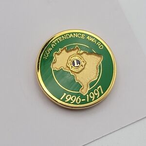 Lions Club 100% Attendance Award Pin 1996-1997
